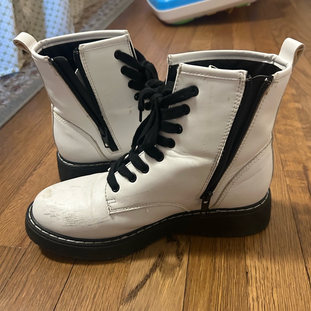 Madden Girl White Combat Boots